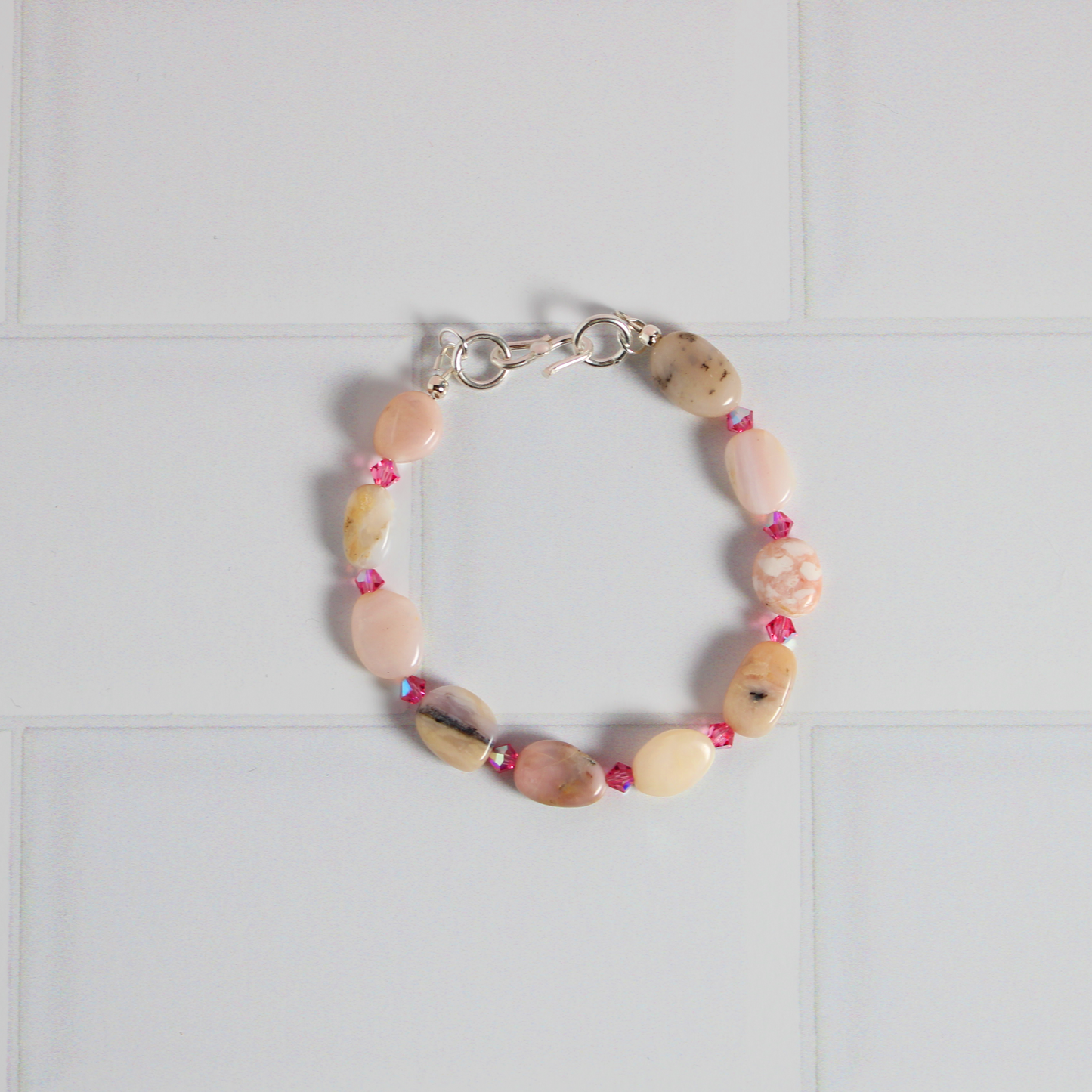 Pink Opal & Rose Crystal Bracelet