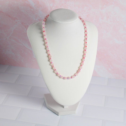 Rose Quartz & Rose Crystal Necklace
