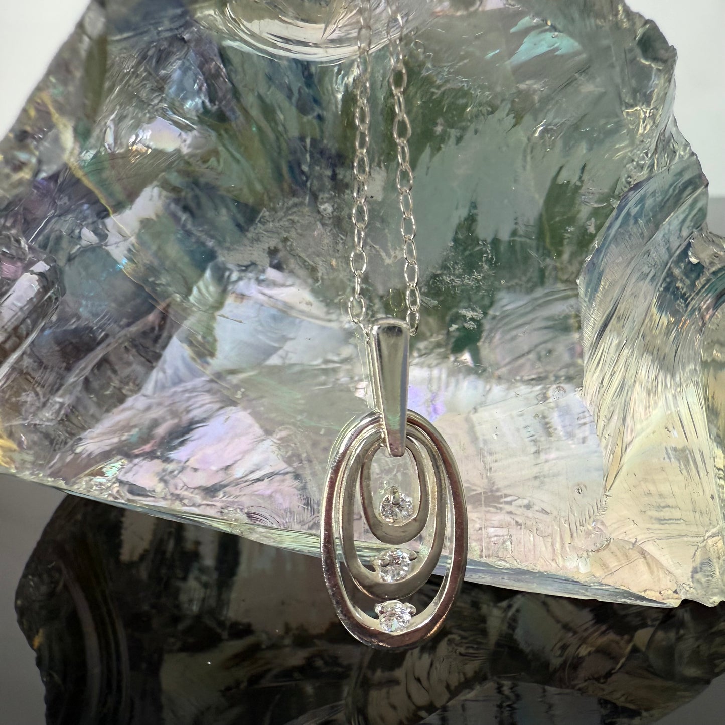 Three Loop Sterling CZ Necklace