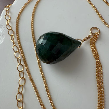 Emerald Drop with Curb Chain