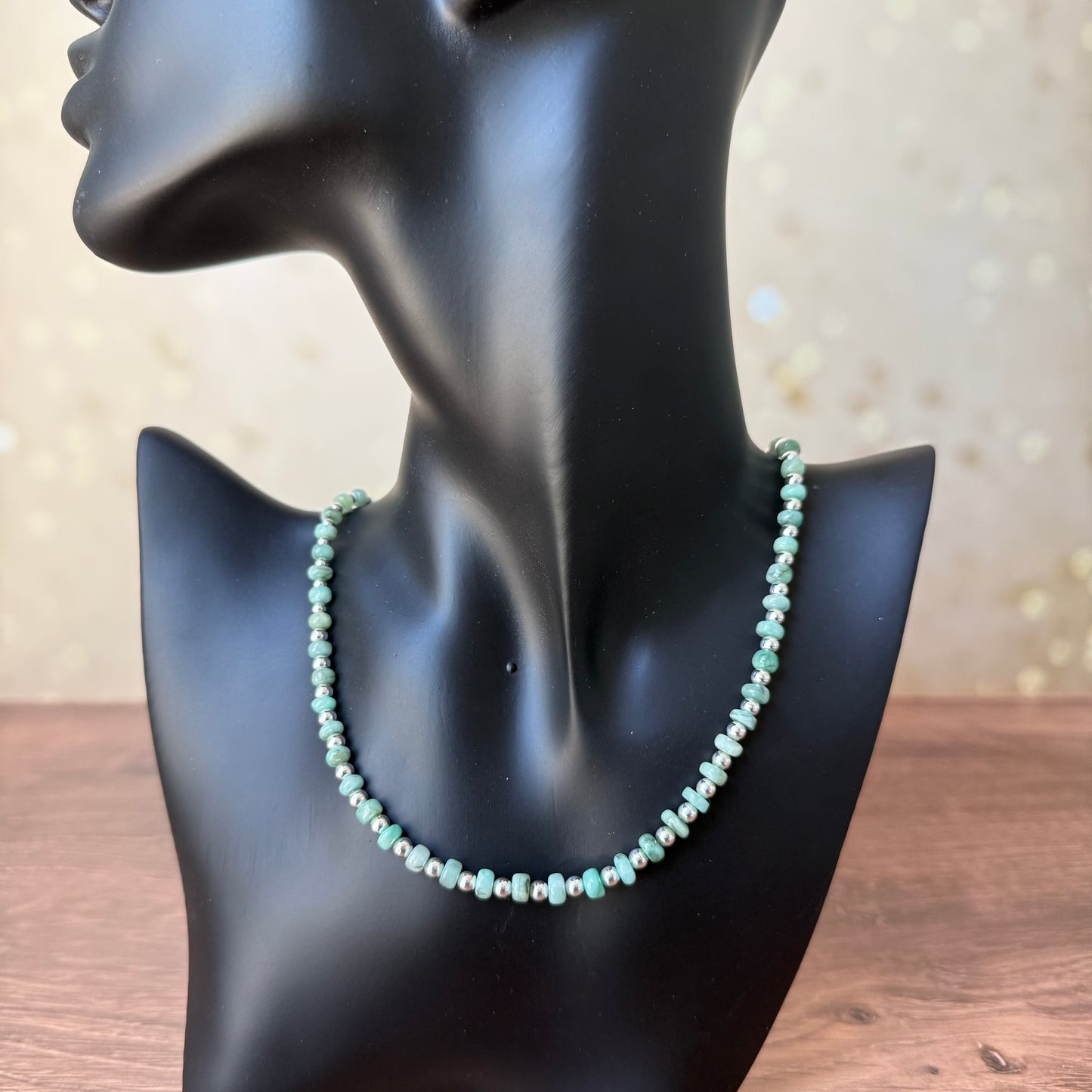 Graduated Sterling Emerald Necklace