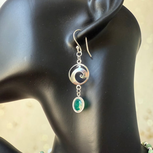 Sterling Green Onyx Earrings