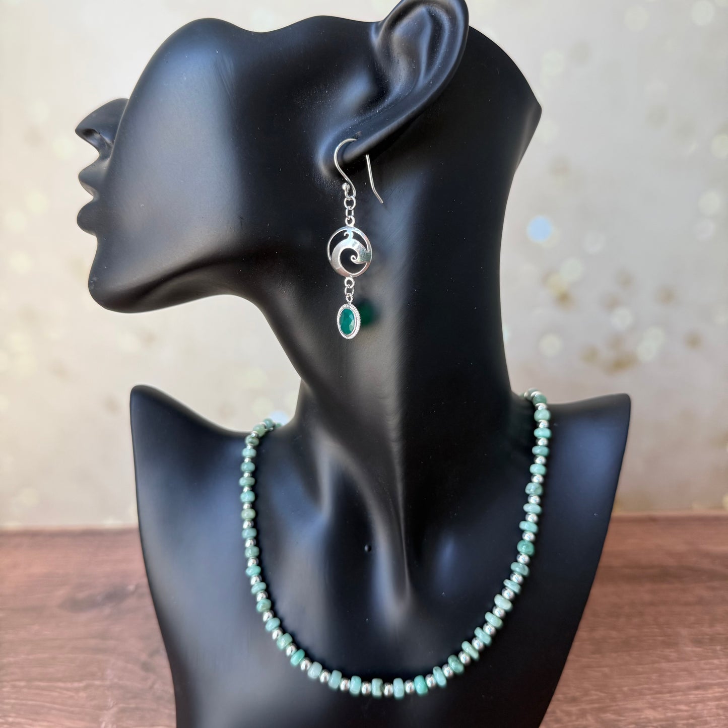 Graduated Sterling Emerald Necklace