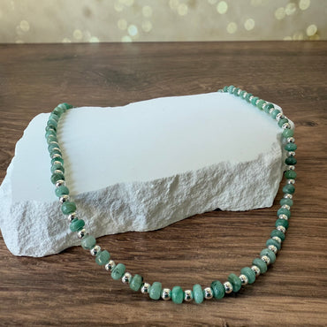 Graduated Sterling Emerald Necklace