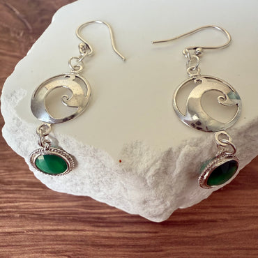 Sterling Green Onyx Earrings