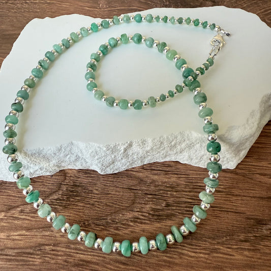 Graduated Sterling Emerald Necklace