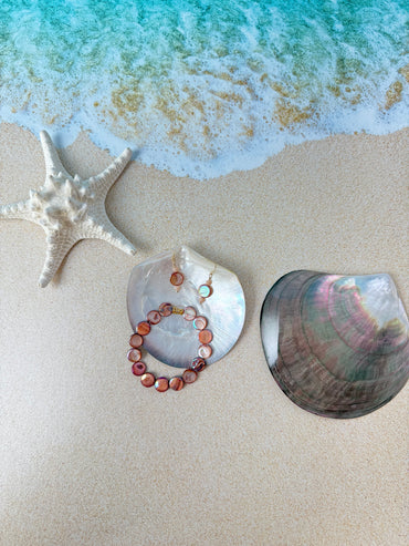 Golden Mother of Peach Moon Earrings