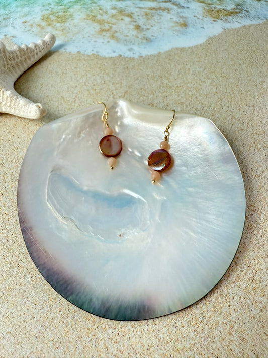 Golden Mother of Peach Moon Earrings