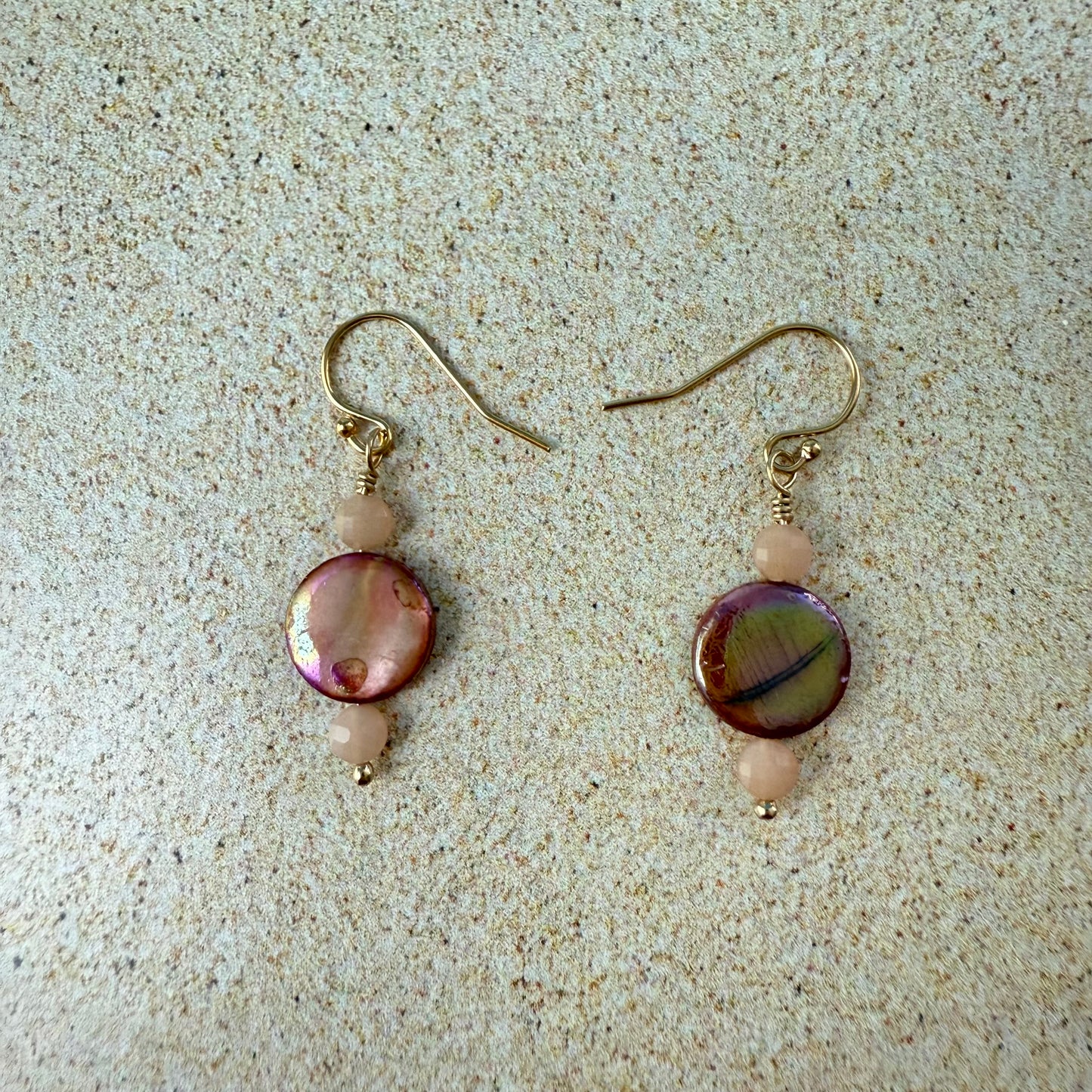 Golden Mother of Peach Moon Earrings