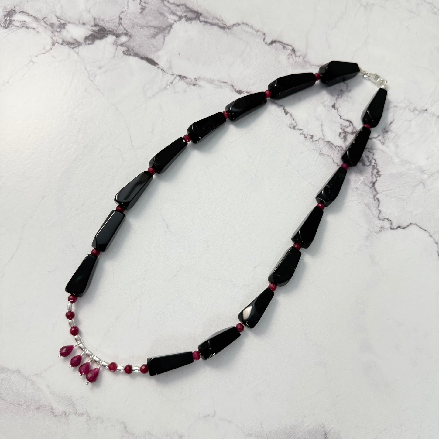 Rubies and Black Agate Necklace