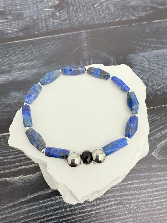 Sapphire & Lapis Stretch Bracelet