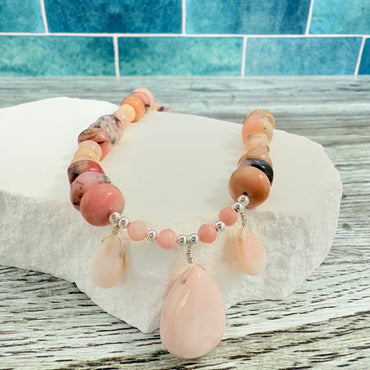 Pink Teardrop Opal Necklace
