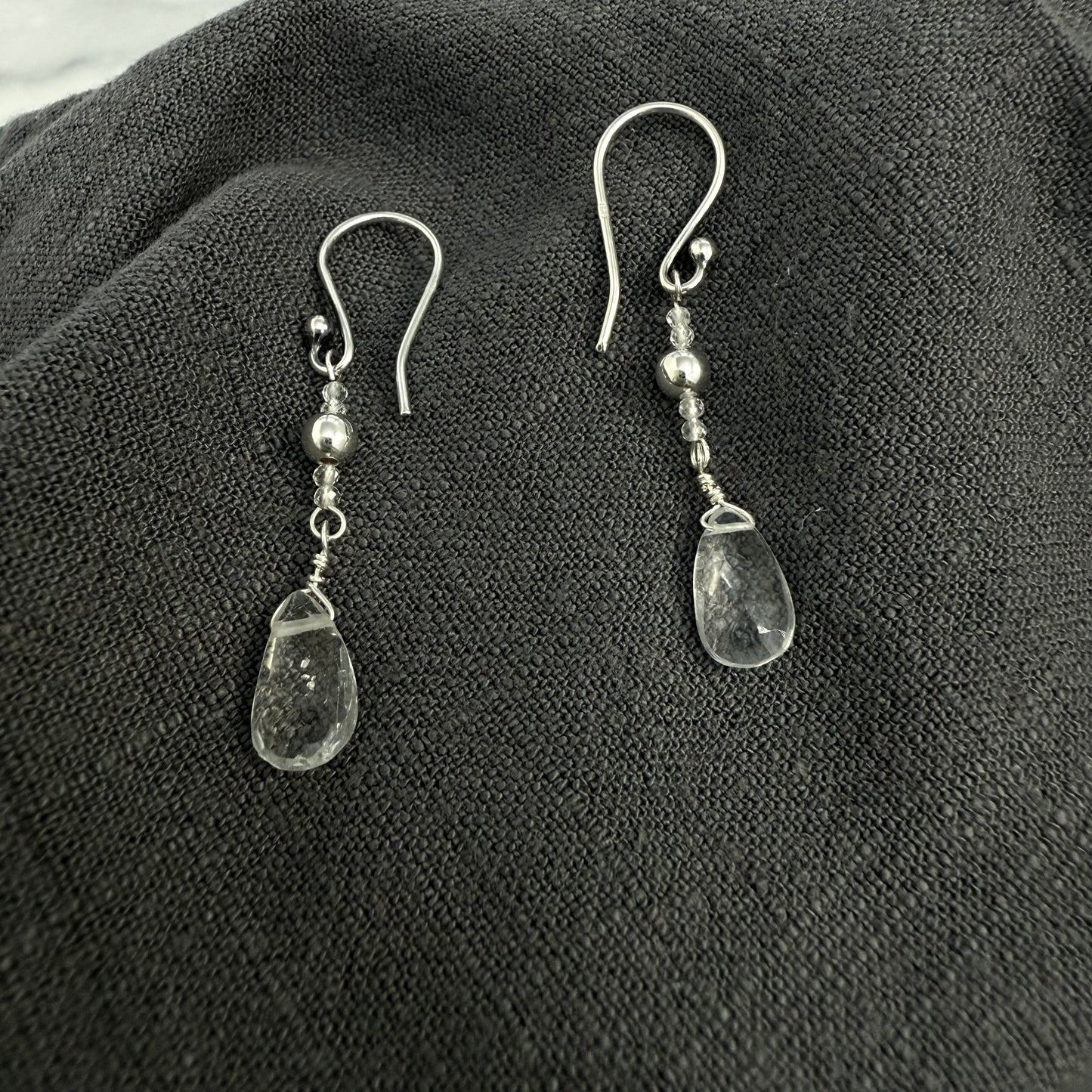 White Topaz Teardrop Earrings