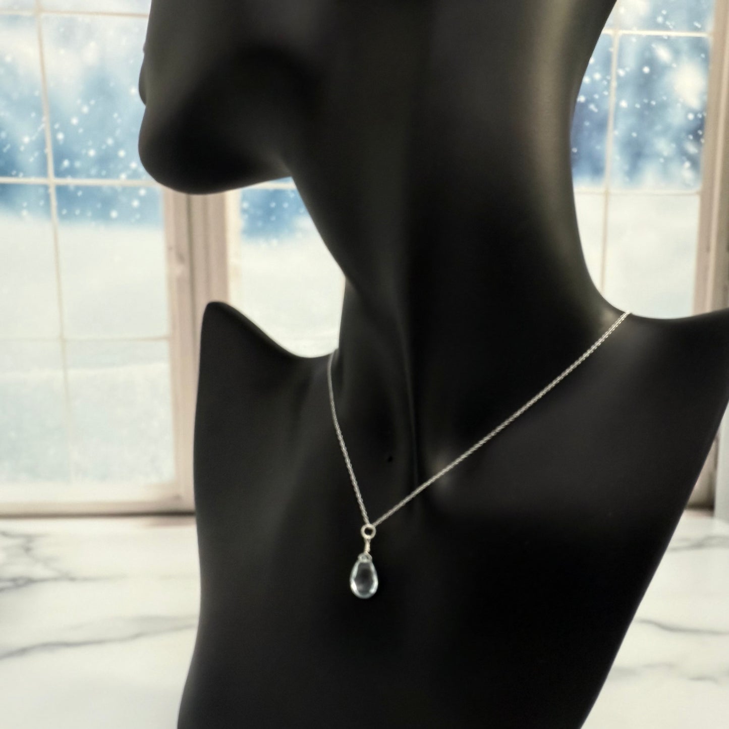 Simple Sky Blue Topaz Necklace
