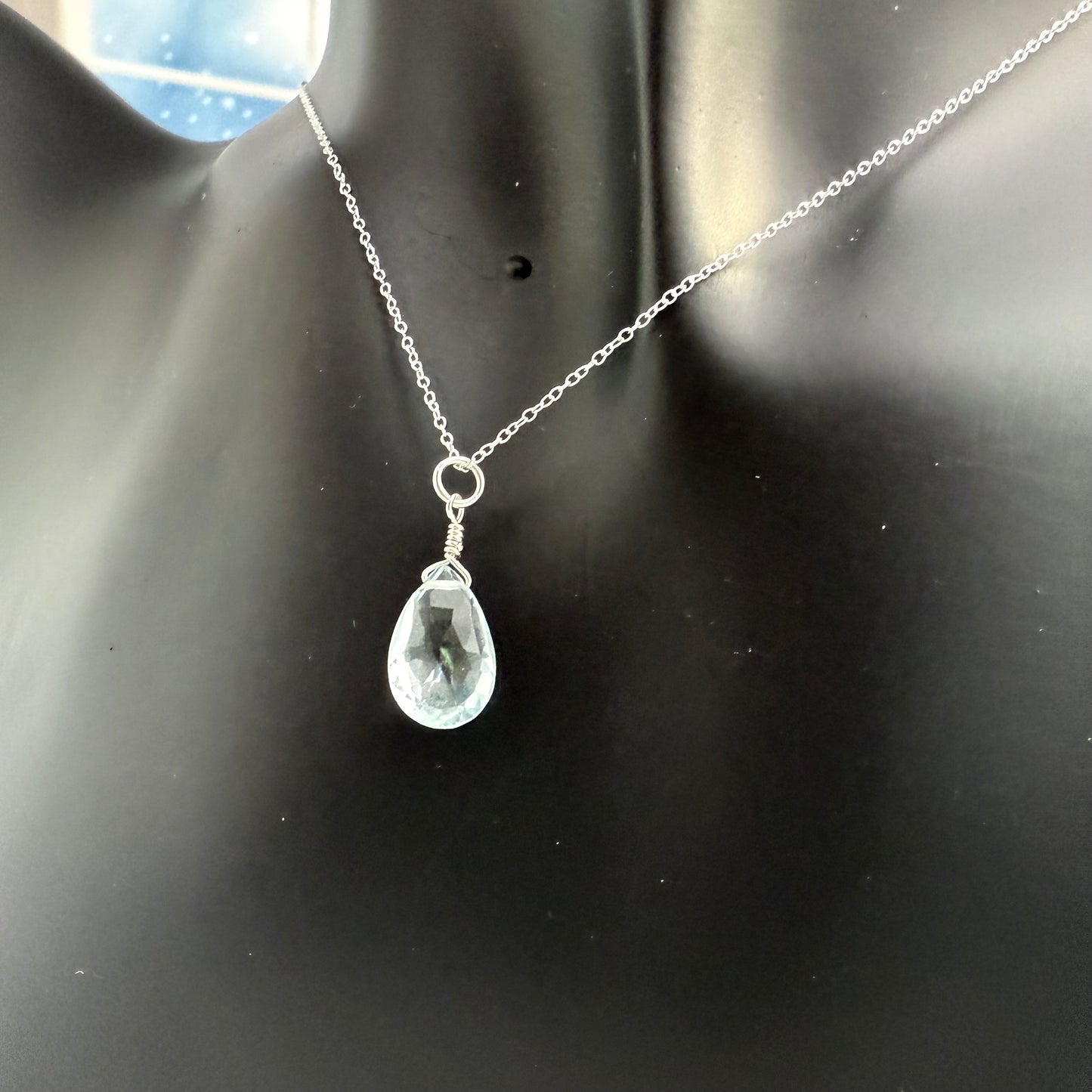 Simple Sky Blue Topaz Necklace