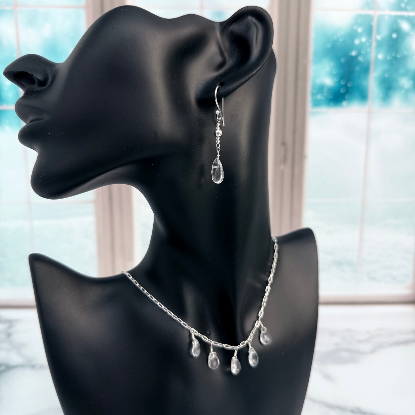 White Topaz Teardrop Necklace