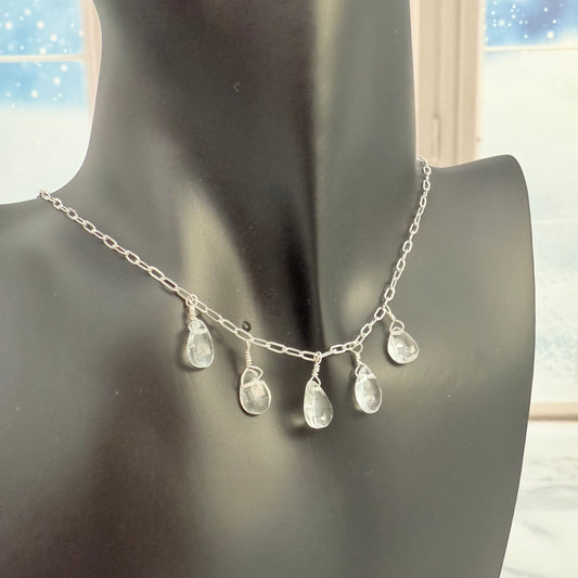 White Topaz Teardrop Necklace