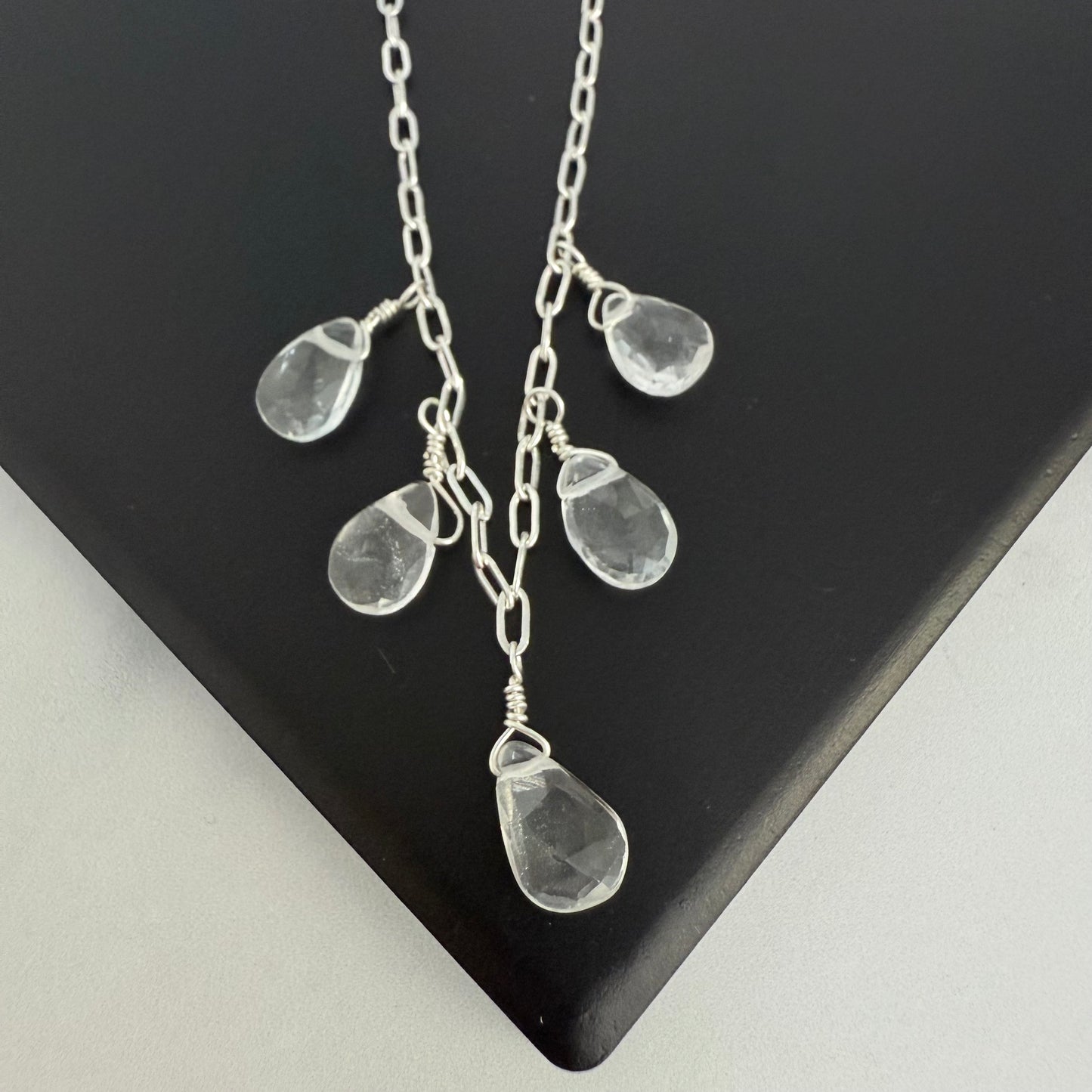 White Topaz Teardrop Necklace