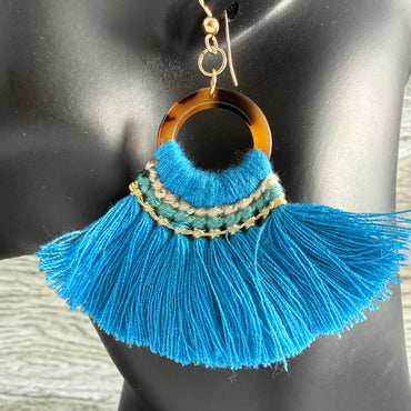 Blue Ocean Tassel Earrings