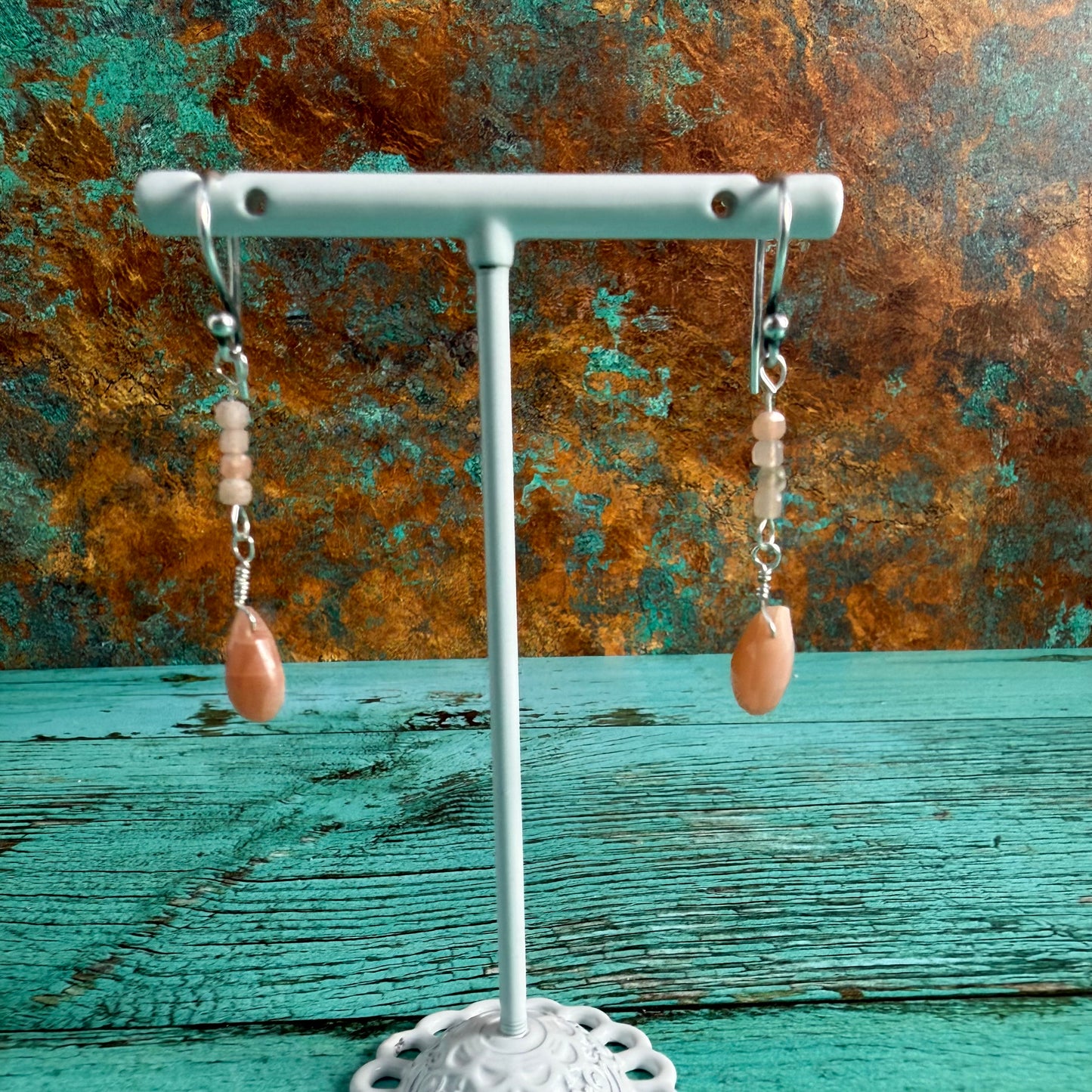 Peachy Moonstone Earrings