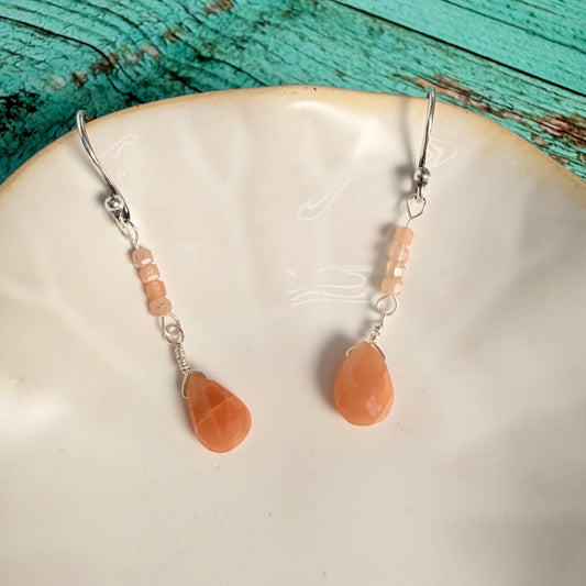 Peachy Moonstone Earrings