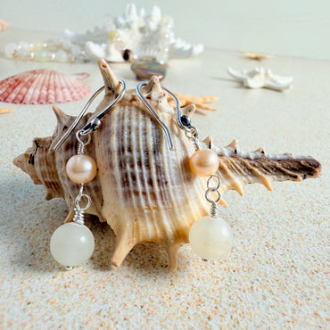Italian Onyx & Pearl Earrings