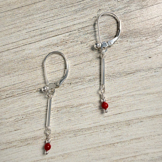 Sterling Red Coral Earrings