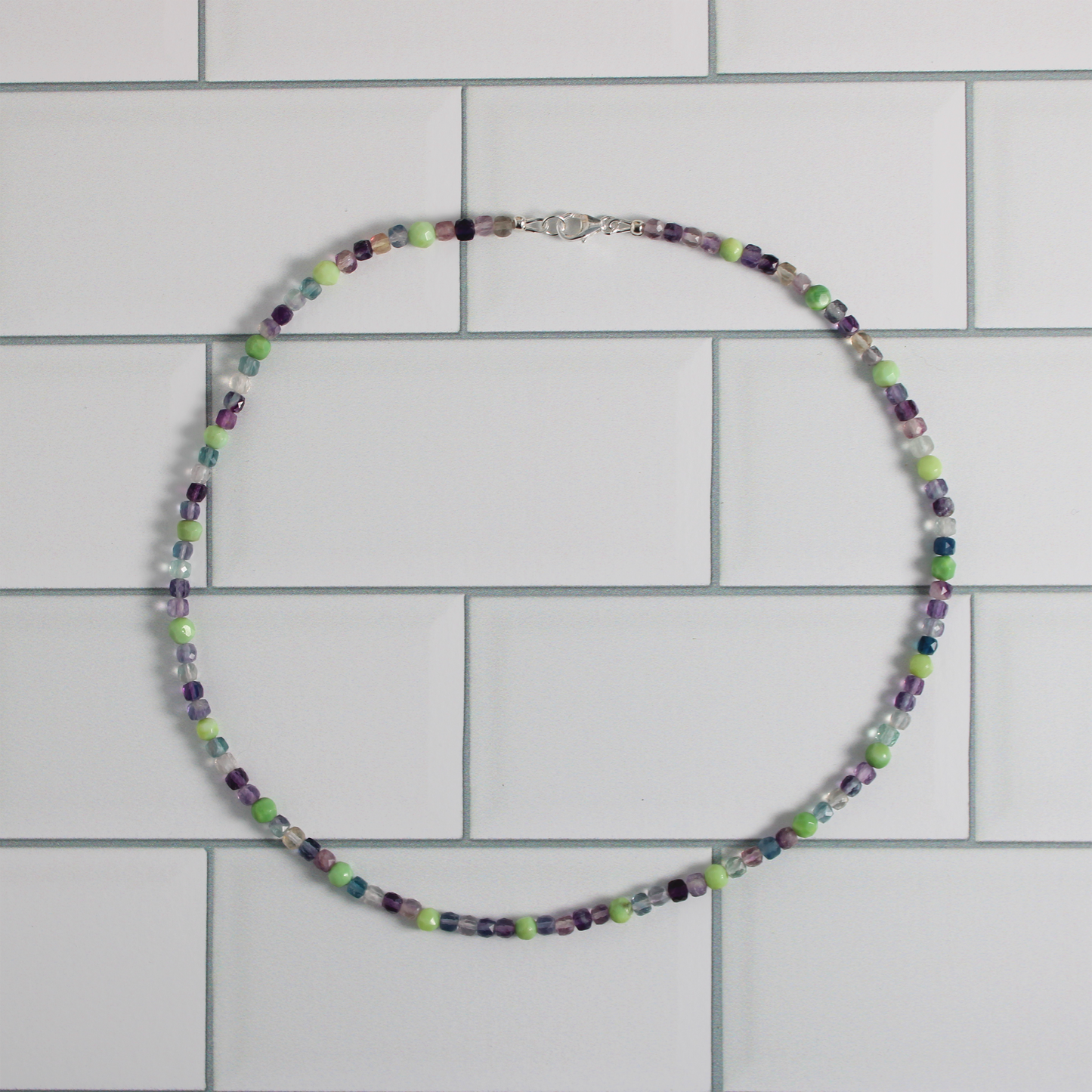 Green Opal & Rainbow Fluorite Necklace