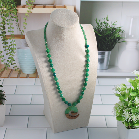 Golden Green Walnut Necklace