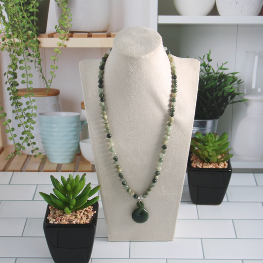 Green Line Jasper Infinity Necklace