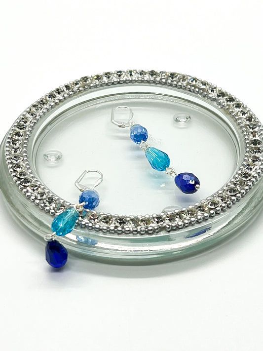 Teal and Blue Dangle Earrings