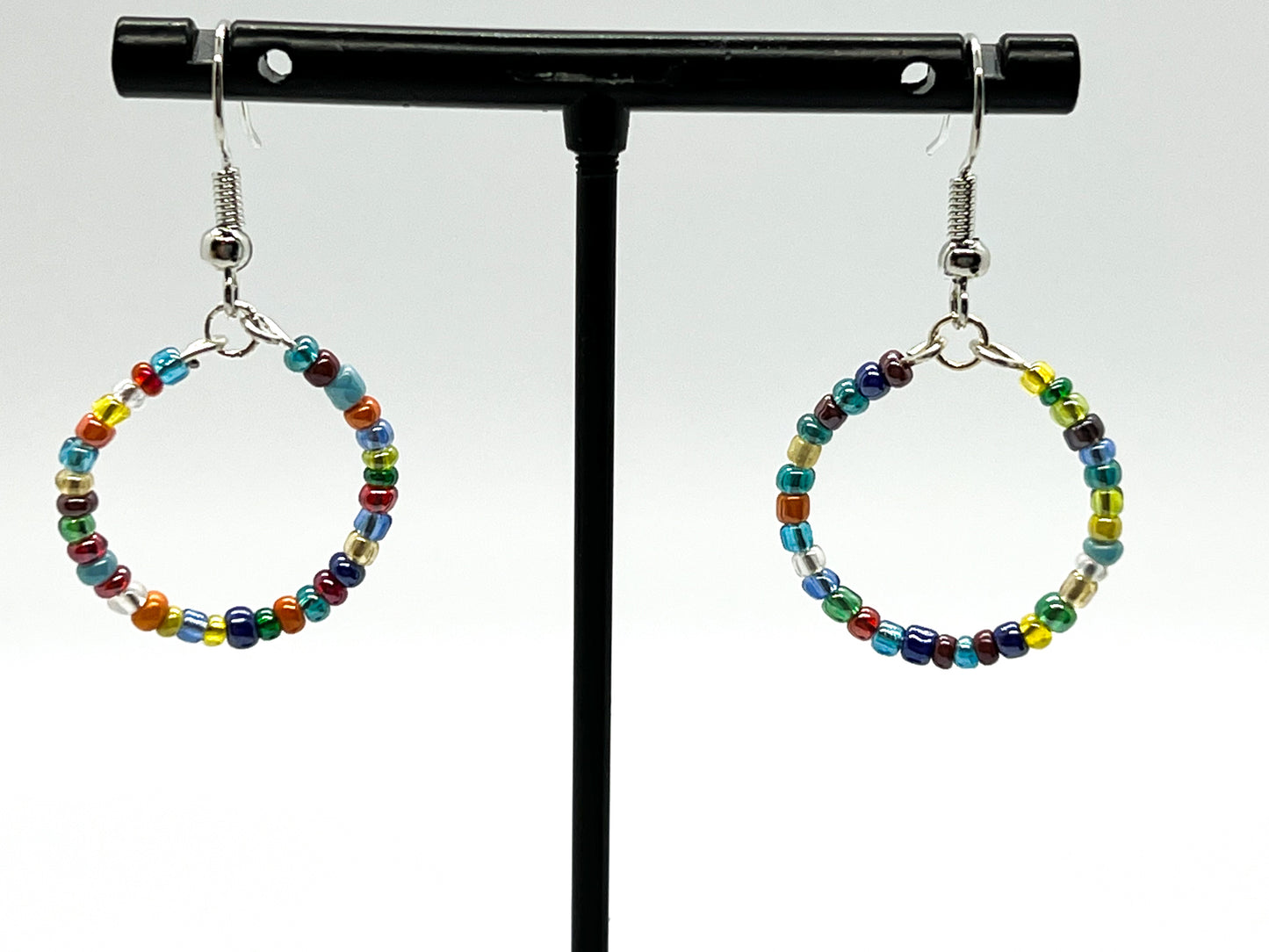 Multicolored Glass Seed Beads Bracelet + Earrings