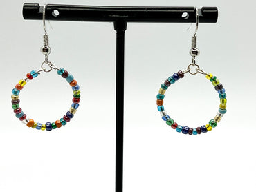 Multicolored Glass Seed Beads Bracelet + Earrings