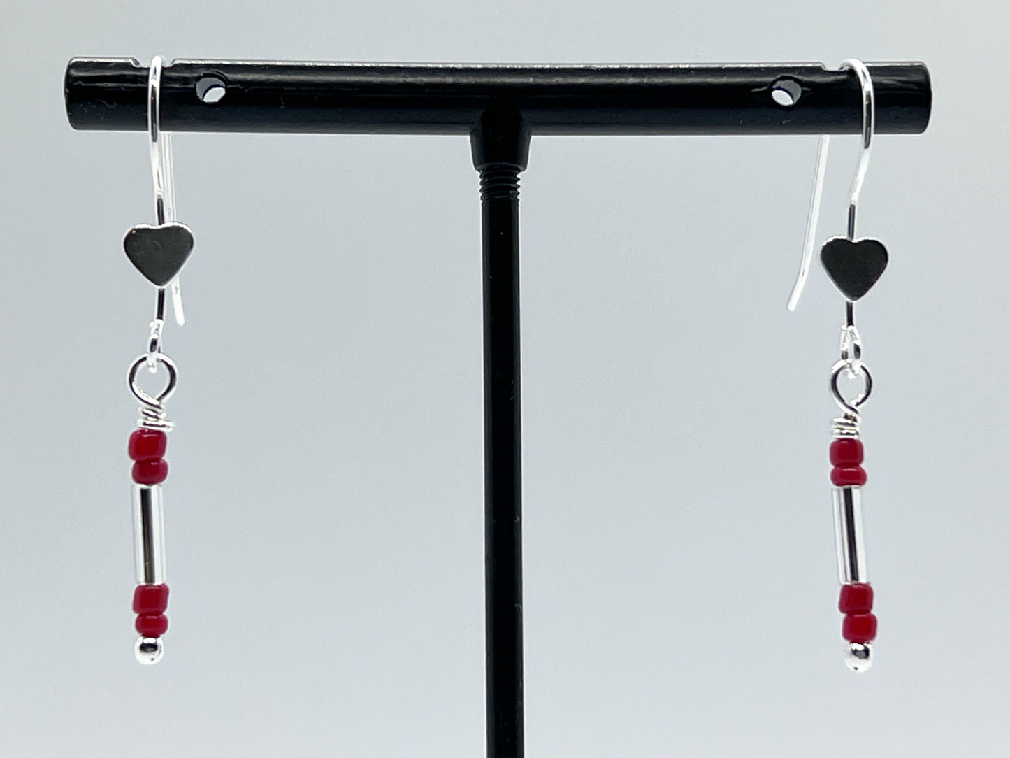 Red Bamboo Coral Bracelet & Earrings in Silver