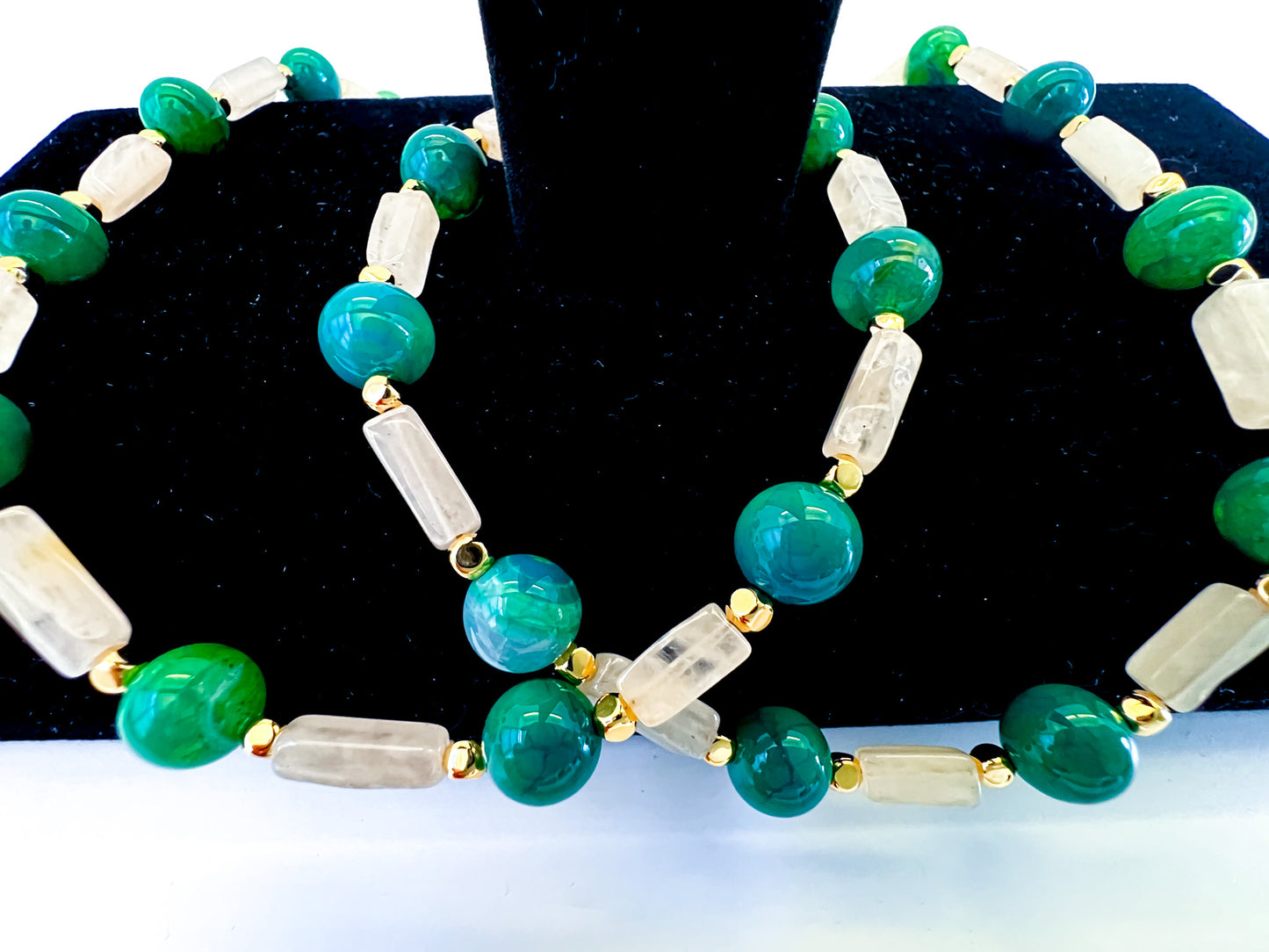 Green Agate & Cream Quartz Necklace