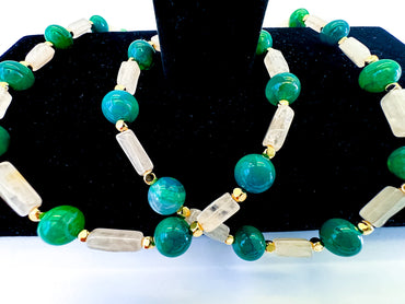 Green Agate & Cream Quartz Necklace