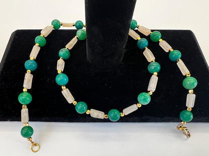 Green Agate & Cream Quartz Necklace