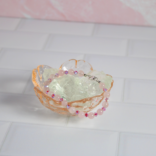 Rose Quartz & Rose Crystal Bracelet