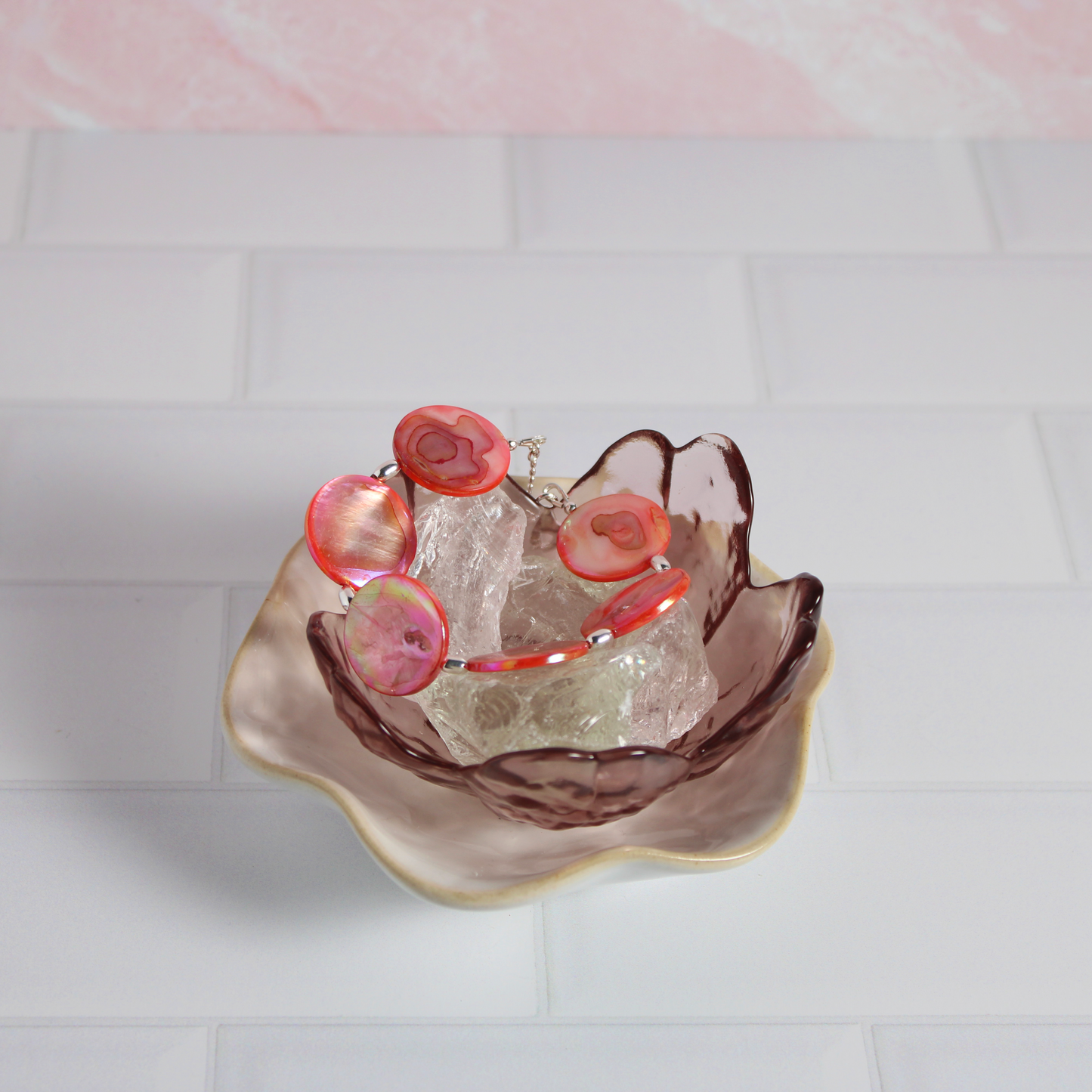 Pink Flamingo Mother of Pearl Bracelet