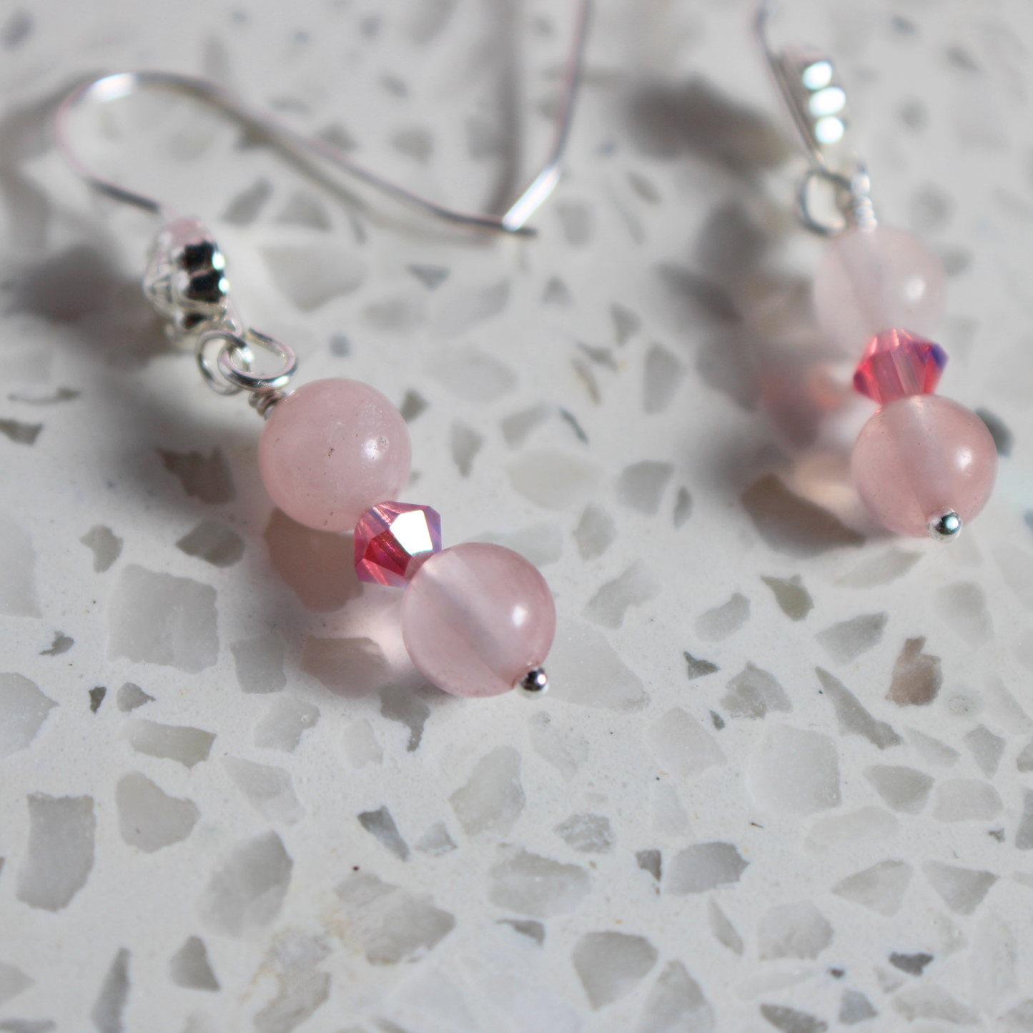 Rose Quartz & Rose Crystal Earrings