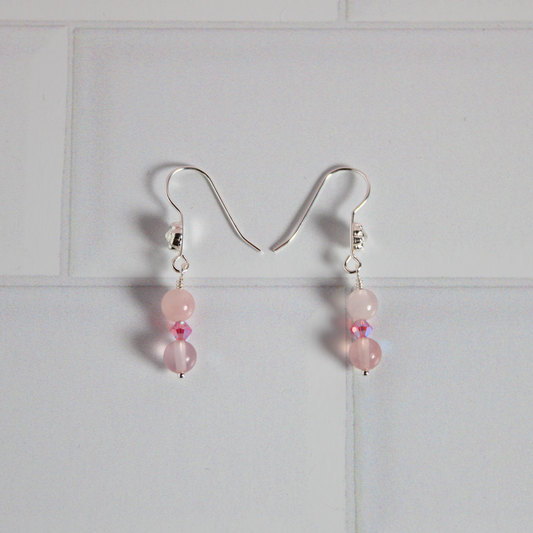 Rose Quartz & Rose Crystal Earrings