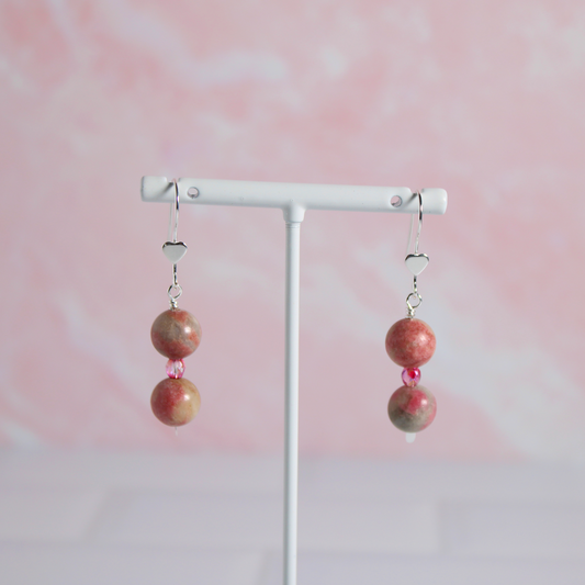 Rhodonite & Crystal Earrings
