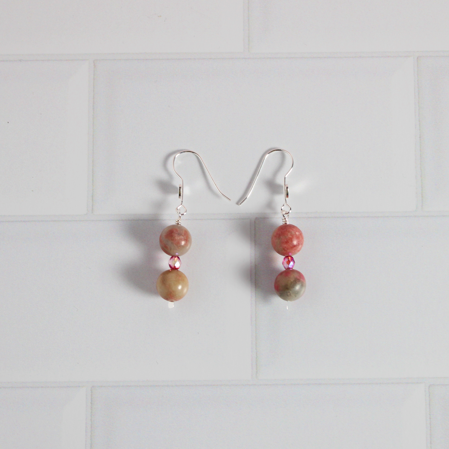 Rhodonite & Crystal Earrings