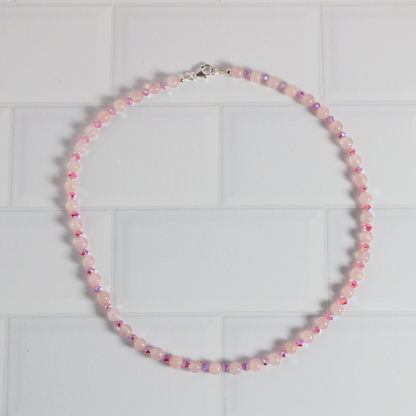 Rose Quartz & Rose Crystal Necklace