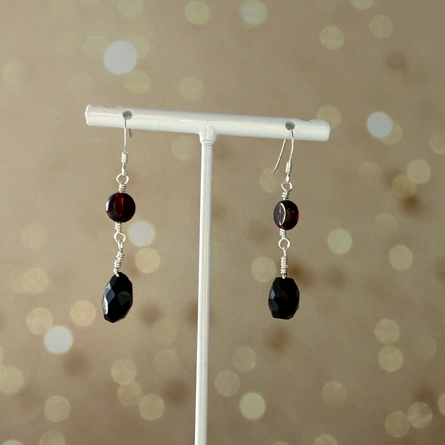 Garnet & Black Onyx Earrings