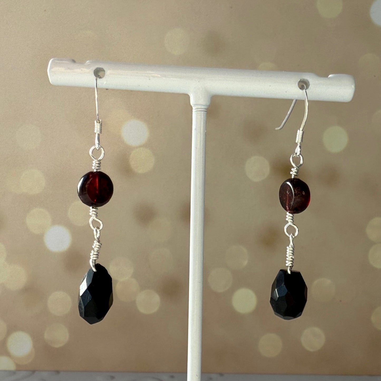 Garnet & Black Onyx Earrings