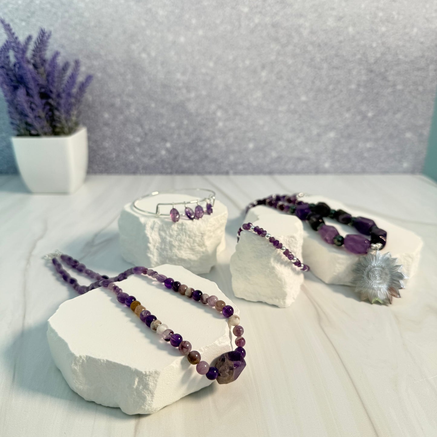 Amethyst Sunflower Necklace