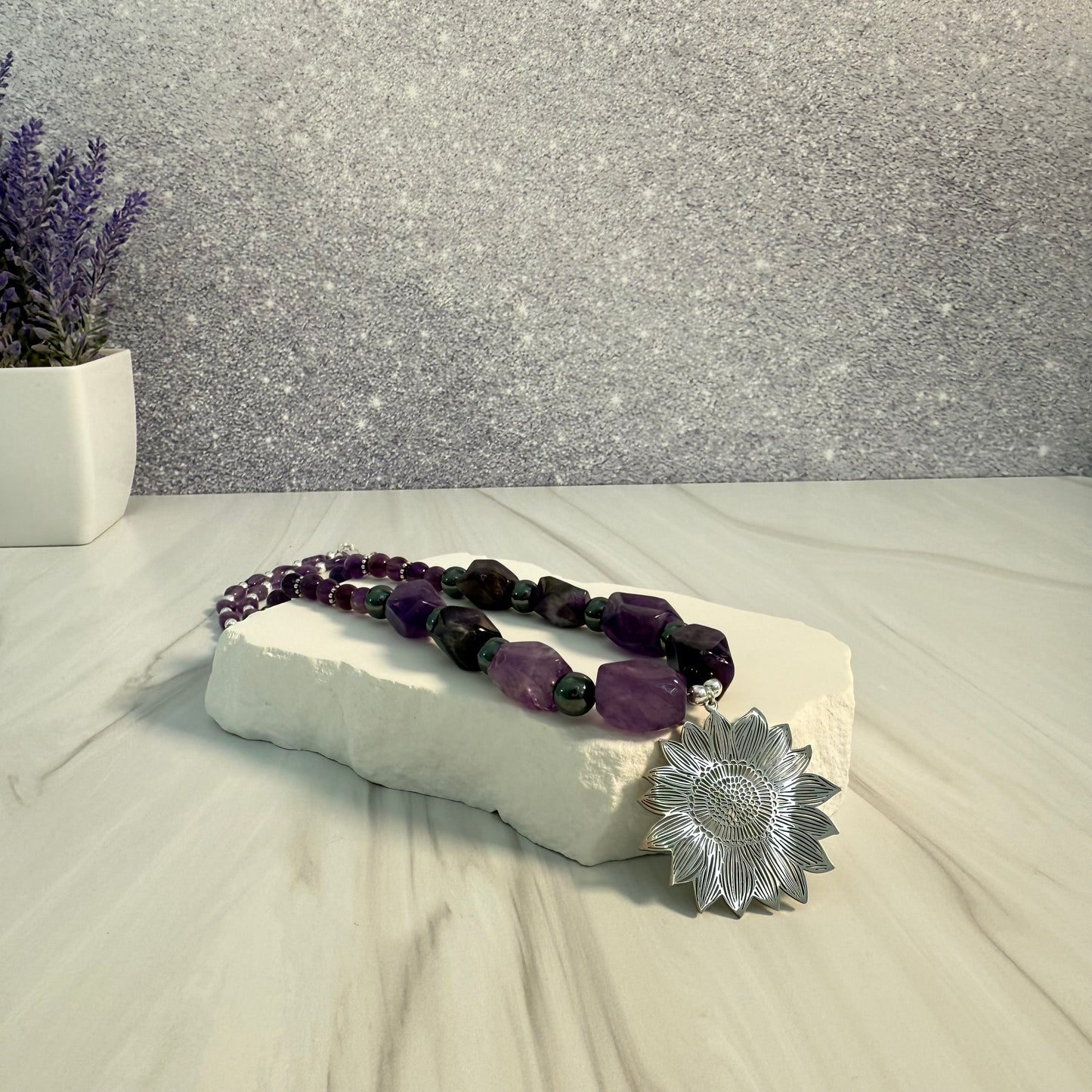 Amethyst Sunflower Necklace