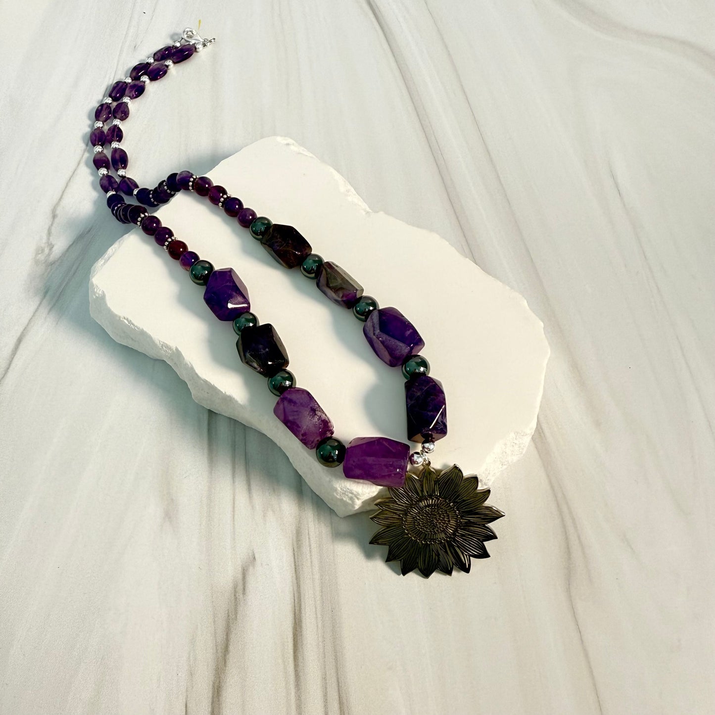 Amethyst Sunflower Necklace