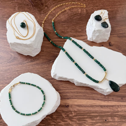 Emerald Drop with Curb Chain